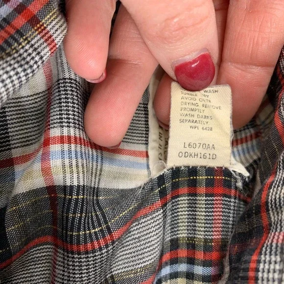 Vintage Wrangler Shirt Mens 15/33 Grey Plaid Western Pearl Snap 70's Made In USA - Picture 9 of 11